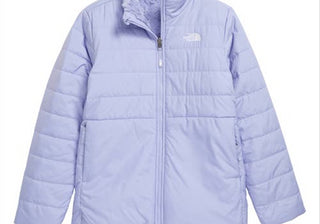 North Face Girl's Mossbud Swirl Water Repellent Jacket in Sweet Lavender - Kids Size