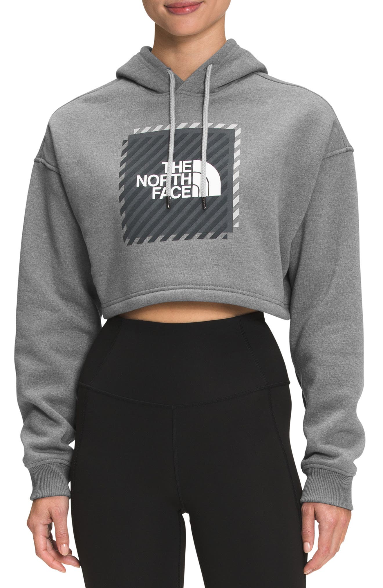 The North Face Women's Crop Graphic Hoodie Gray Size Medium