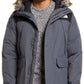 The North Face Men's Waterproof Goose Down Coat With Faux Fur Trim Gray Size Small