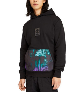 Timberland Men's Regular Fit Logo Print Hoodie Black Size Large