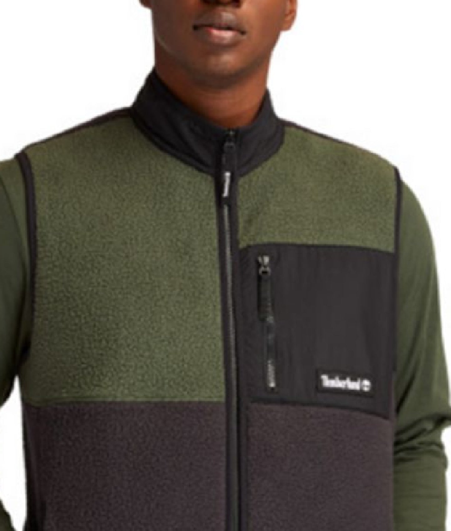 Timberland Men's Colorblocked Fleece Full Zip Vest Green Size X-Large