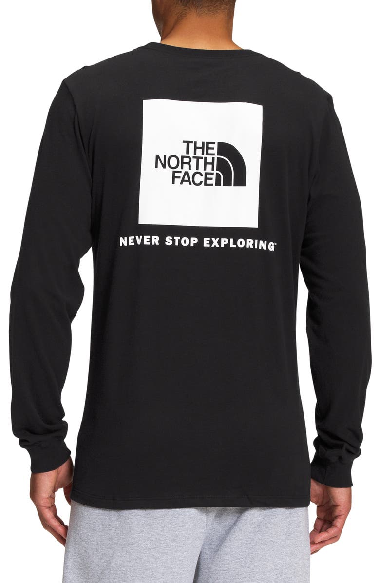 The North Face Men's Long Sleeve Box Logo Graphic Tee Black Size Large