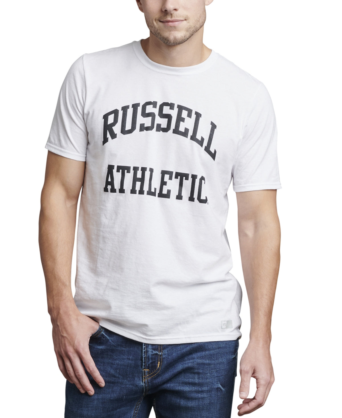 Russell Athletic Men's Archie Logo Graphic T-Shirt White Size X-Large