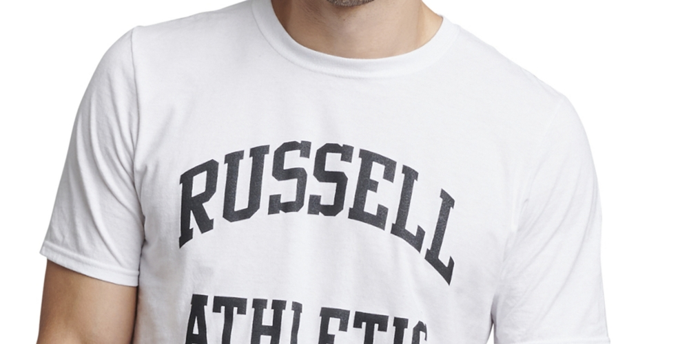 Russell Athletic Men's Archie Logo Graphic T-Shirt White Size X-Large