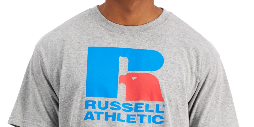 Russell Athletic Men's Lawrence Logo Graphic T-Shirt Gray Size X-Large