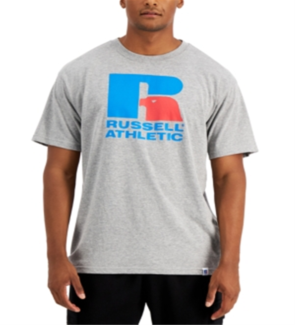 Russell Athletic Men's Lawrence Logo Graphic T-Shirt Gray Size XX-Large