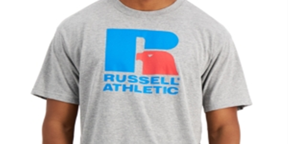 Russell Athletic Men's Lawrence Logo Graphic T-Shirt Gray Size XX-Large