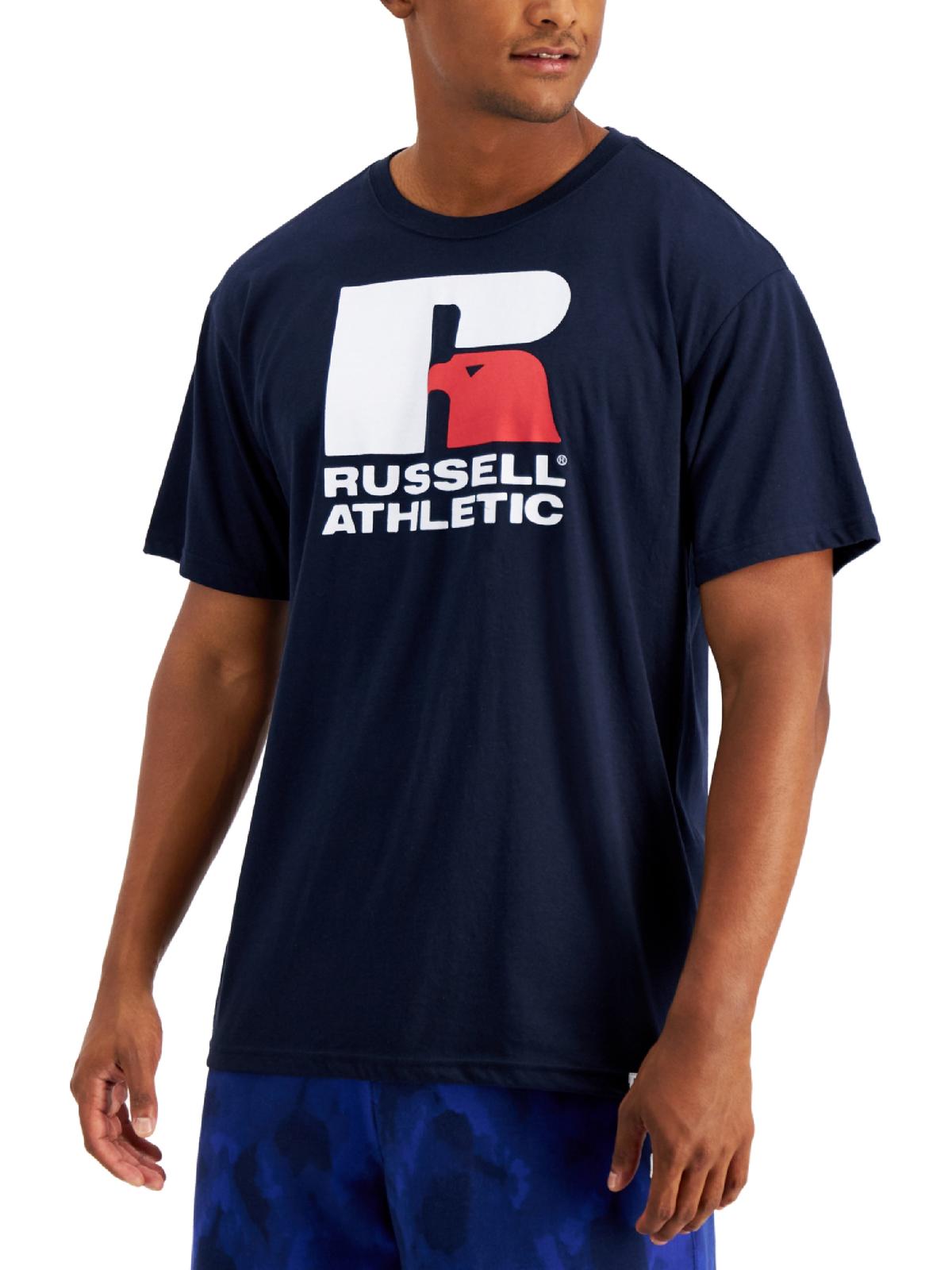 Russell Athletic Men's Lawrence Logo Graphic T-Shirt Blue Size Small