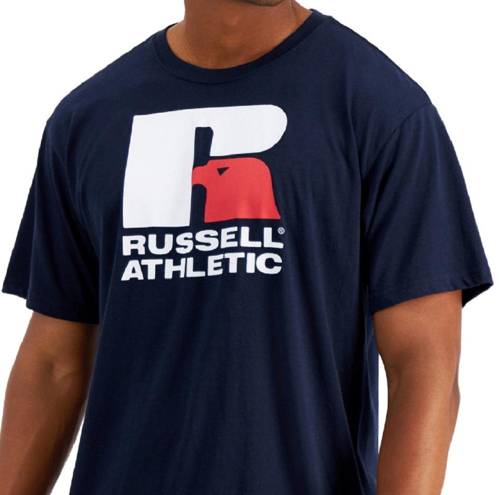 Russell Athletic Men's Lawrence Logo Graphic T-Shirt Blue Size Small