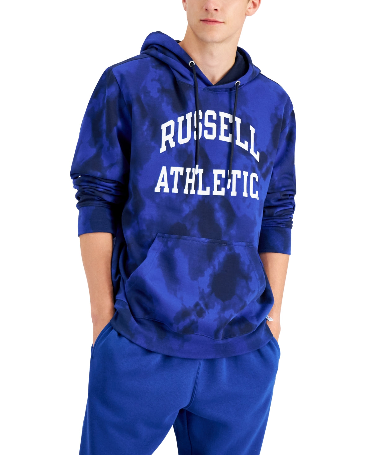 Russell Athletic Men's Groovy Tie Dyed Hoodie Blue Size Large