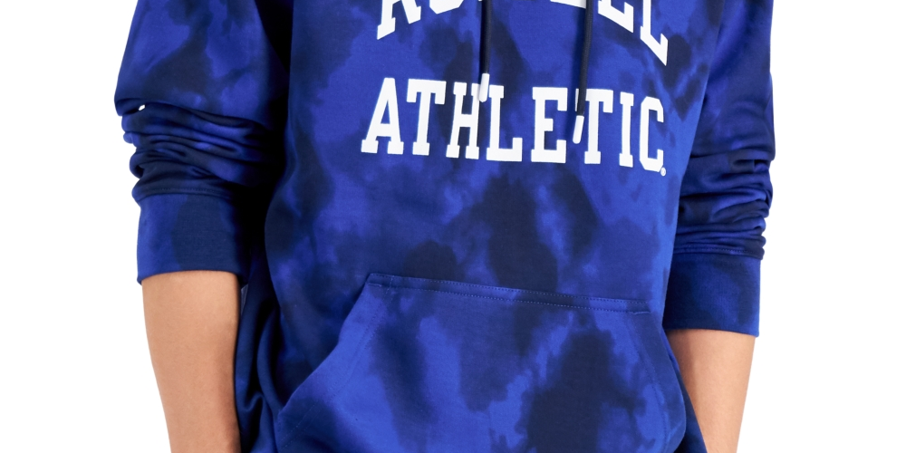 Russell Athletic Men's Groovy Tie Dyed Hoodie Blue Size Large