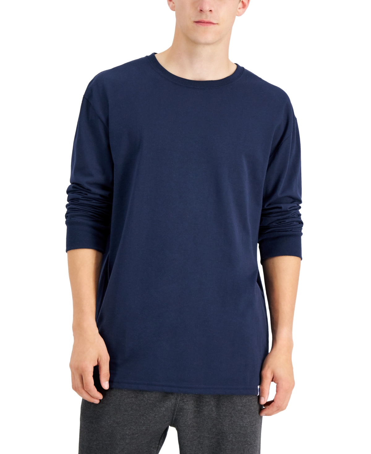 Russell Athletic Men's Essential Long Sleeve T-Shirt Blue Size Large