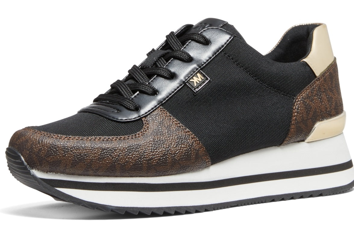Michael Kors Women's Metallic Textile Lace Up Fashion Sneakers Brown Size 6