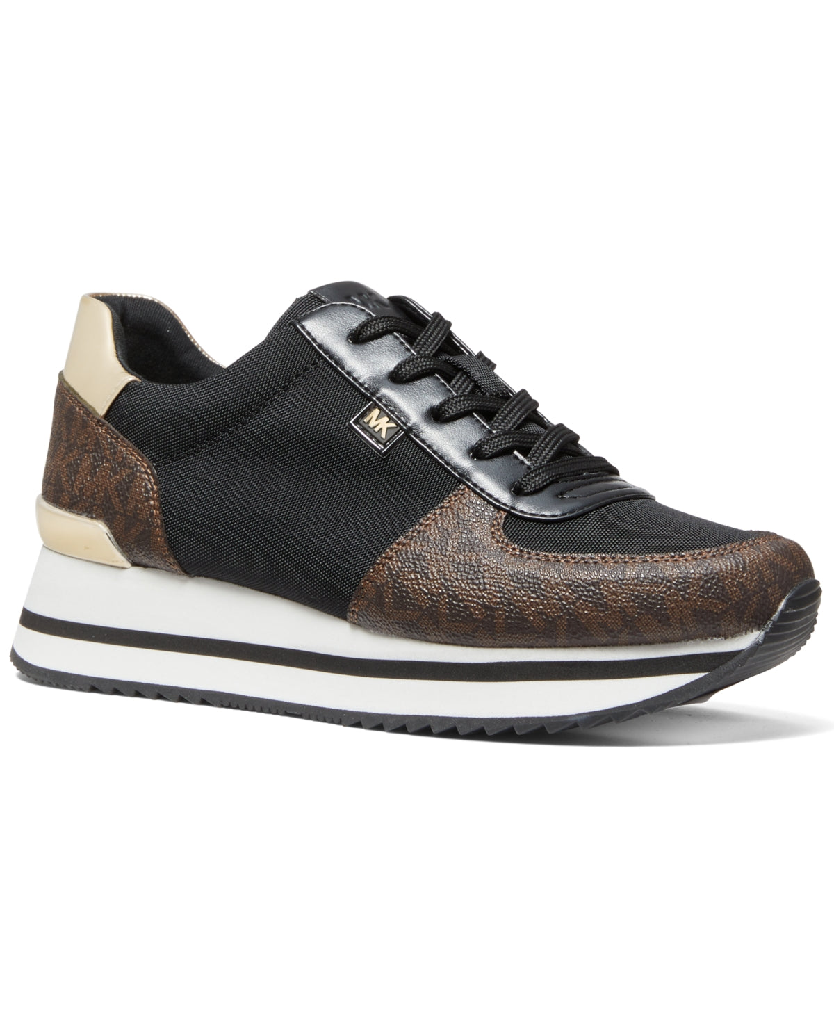 Michael Kors Women's Metallic Textile Lace Up Fashion Sneakers Brown Size 6.5