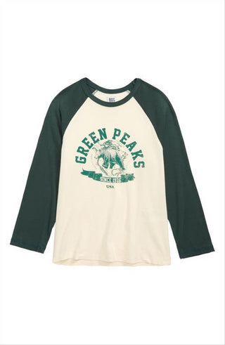 BDG Urban Outfitters Women's Green/White Raglan Sport Long Sleeve Baby Tee Size Small