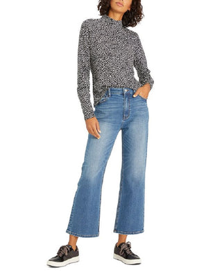 Sanctuary Women's Perfect Mock Neck Animal Print T-Shirt Black Size Medium