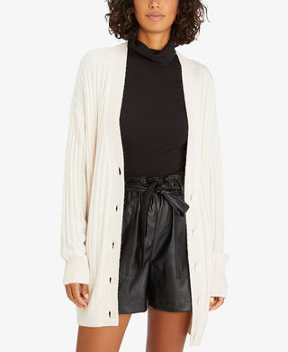 Sanctuary Women's Cozy Seeker Cotton Blend Cardigan White Size Small