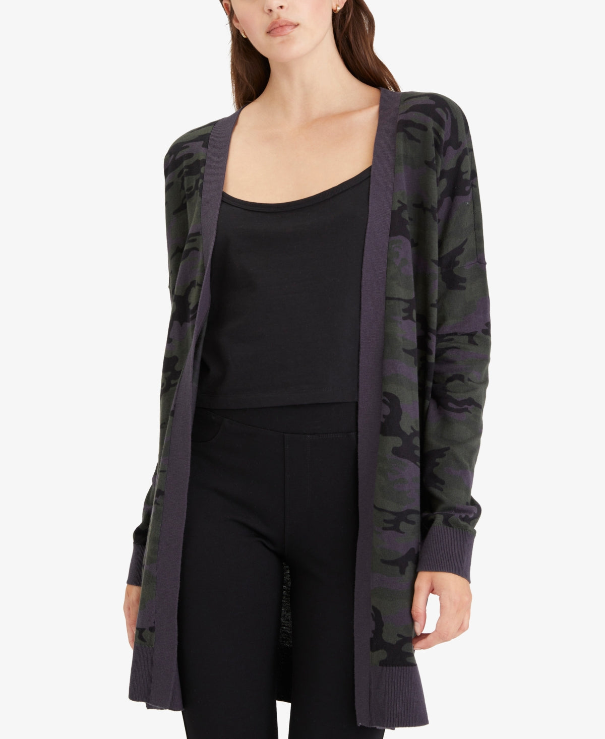 Sanctuary Women's Open Front Camo Cardigan Green Size Medium