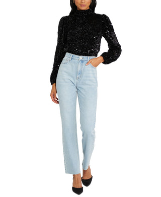 Sanctuary Womens All Nighter Mock Neck Top Black Size XSmall