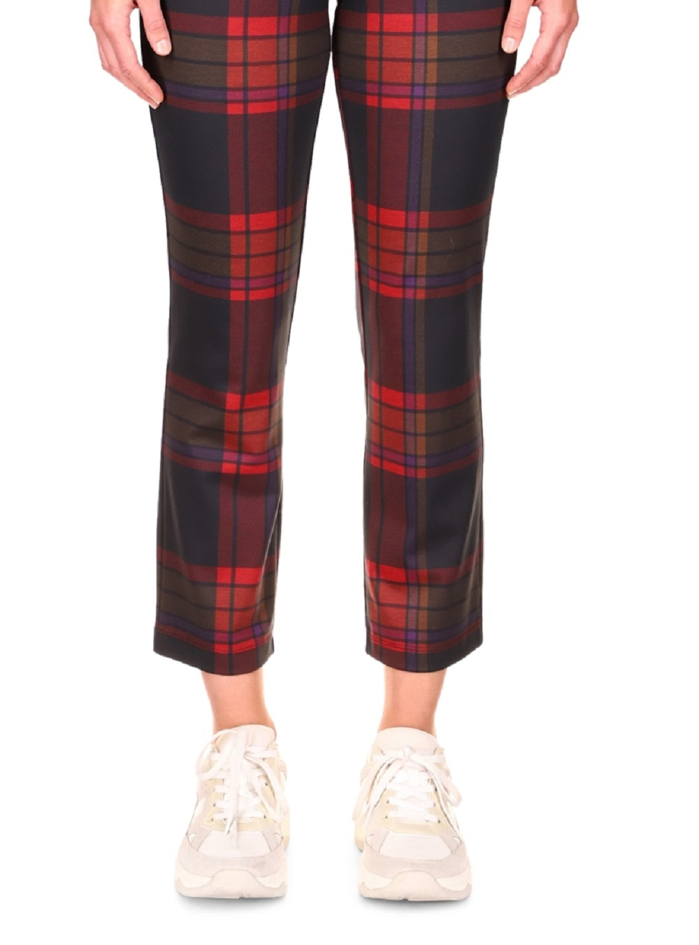 Sanctuary Women's Carnaby Cotton Plaid Kick Crop Pants Red Size Medium