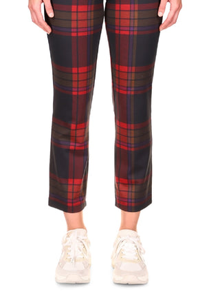 Sanctuary Women's Carnaby Cotton Plaid Kick Crop Pants Red Size Medium