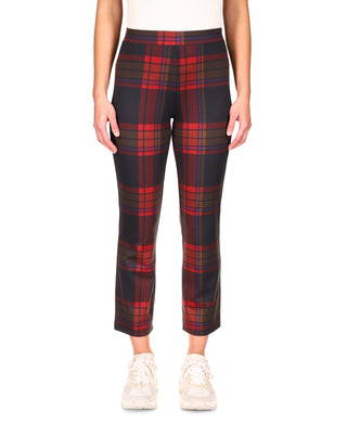 Sanctuary Women's Carnaby Cotton Plaid Kick Crop Pants Red Size Medium