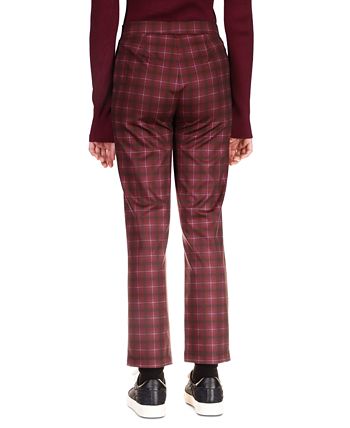 Sanctuary Women's Carnaby Cotton Plaid Kick Crop Pants Red Size Large
