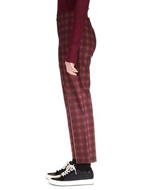 Sanctuary Women's Carnaby Cotton Plaid Kick Crop Pants Red Size Large
