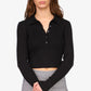 Sanctuary Women's Bel Air Rib Polo Sweater Black Size X-Small