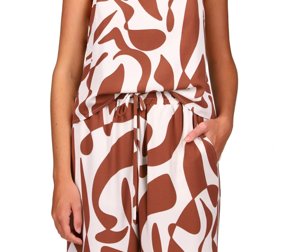 Sanctuary Women's Printed Spaghetti Strap Top Brown Size Medium