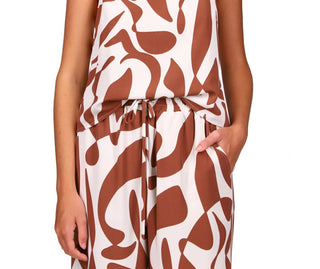 Sanctuary Women's Printed Spaghetti Strap Top Brown Size Medium