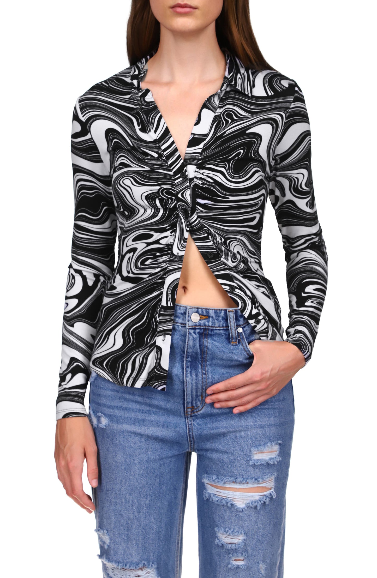 Sanctuary Women's Dreamgirl Button Up Shirt Blue Size X-Small