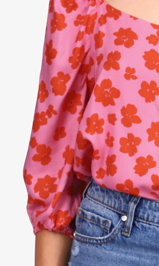 Sanctuary Women's Daily Floral Button Front Blouse Pink Size X-Large