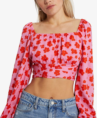 Sanctuary Women's Going Solo Tie Back Crop Top Pink Size Large