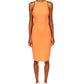 Sanctuary Women's Ribbed Stretch Organic Cotton Body Con Midi Dress Orange Size X-Large
