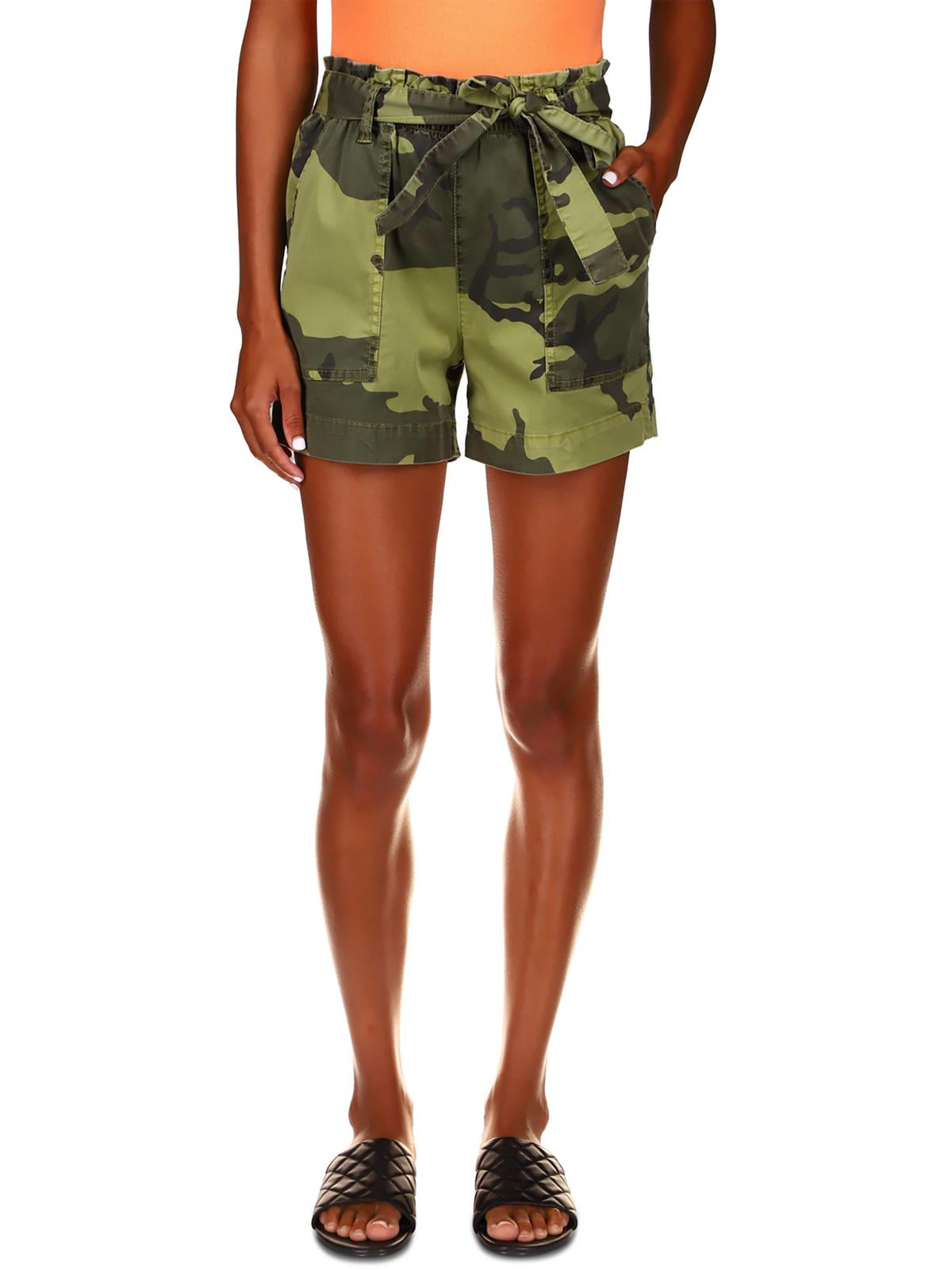 Sanctuary Women's Camouflage Belted High Waist Shorts Green Size 28