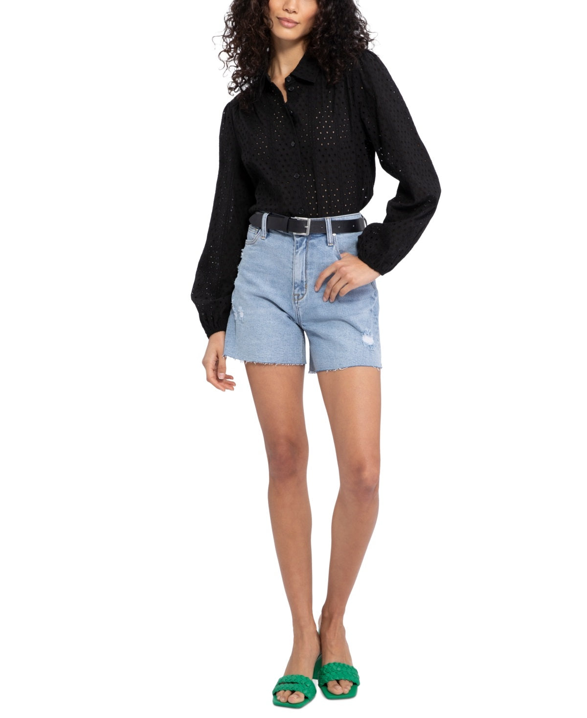 Sanctuary Women's Sidewalk Distressed Raw Hen Denim Cutoff Shorts Blue Size 24
