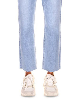 Sanctuary Women's Good Vibes High Waist Raw Hem Crop Straight Leg Jeans Blue Size 25