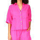 Sanctuary Women's Easy Linen Blend Button Up Shirt Pink Size X-Large