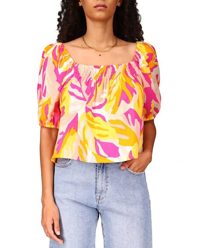 Sanctuary Women's Real Love Printed Blouse Pink Size XX-Small