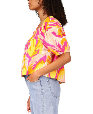 Sanctuary Women's Real Love Printed Blouse Pink Size XX-Small