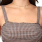 Sanctuary Women's Westside Check Smocked Crop Camisole Brown Size Large