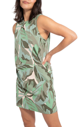 Sanctuary Women's Palm Leaf Camo Print Stretch Organic Cotton Minidress Green Size Large