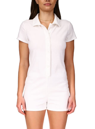 Sanctuary Women's Poolside Terry Cloth Rompe White Size Medium