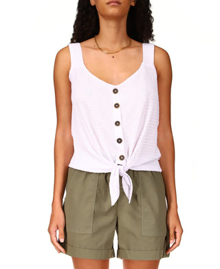 Sanctuary Women's Golden Hour Tie Hem Tank White Size Large