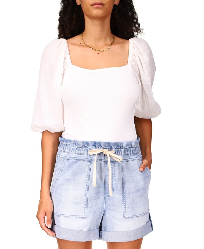 Sanctuary Women's Remix Puff Sleeve Top White Size Small