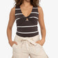 Sanctuary Women's tripe Twist Front Cotton Tank Brown Size X-Small