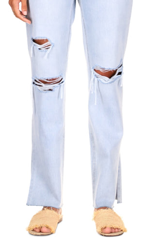 Sanctuary Women's Flashback Cotton Wide Leg Ripped Jeans Blue Size 25