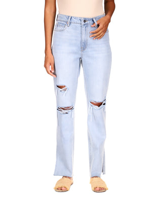 Sanctuary Women's Flashback Cotton Wide Leg Ripped Jeans Blue Size 25