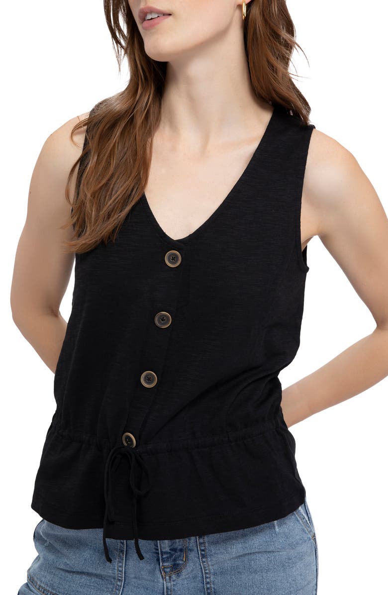 Sanctuary Heartstrings Button Tank In Black  Size Large